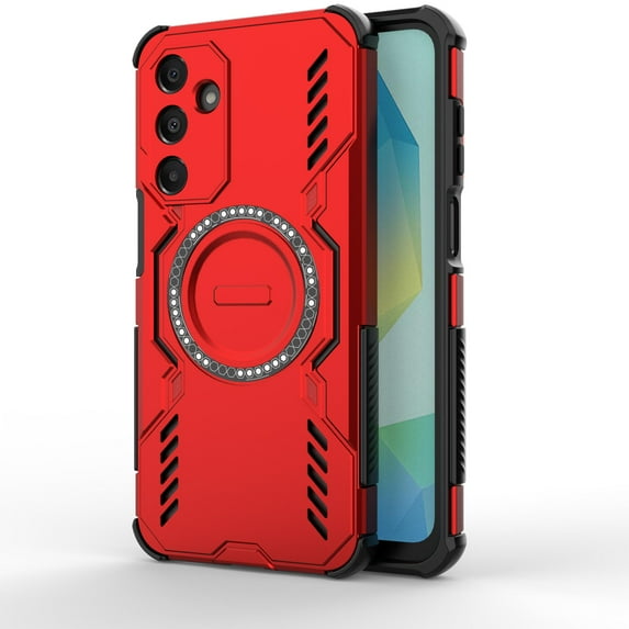 Designed for Samsung Galaxy A16 5G Magnetic Phone Case,Compatible with Mag-Safe,Military-Grade Protection,Heavy Duty Shockproof Anti-fall Tough Rugged Dropproof Phone Case,Red