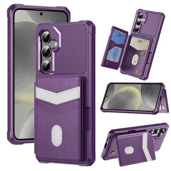 Designed for Samsung Galaxy A16 5G Wallet Phone Case,With RFID Prtection Card Slots,Back Flip Kickstand,Heavy Duty Shockproof TPU&PU Leather Hybrid Anti-Scratch Durable Phone Case,Purple