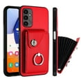 thumbnail image 1 of Designed for Samsung Galaxy A25 5G Case Wallet Credit Card Holder with Rotation Finger Ring Kickstand, Hidden Pocket Anti-Scratch PU Leather Shockproof Protective Cover for Galaxy A25 5G, Red, 1 of 7