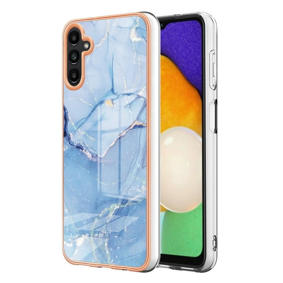 Designed for Samsung Galaxy A25 5G Marble Case, Ultra Thin Girls Women Plating Marble Designed Flexible Soft TPU IMD Marble Protective Case Cover for Samsung Galaxy A25 5G - Blue