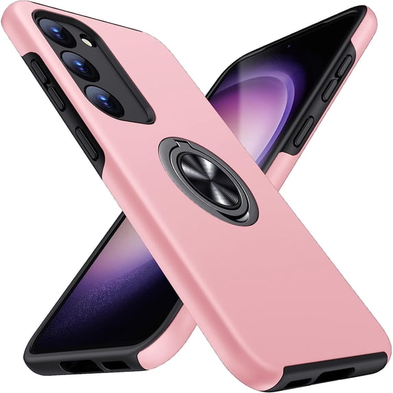 Designed for Samsung Galaxy A25 Heavy Duty Case with Built-in Kickstand, Dual Layer Protection with Rotating Holder Ring, Sturdy Case for Samsung Galaxy A25, Pink