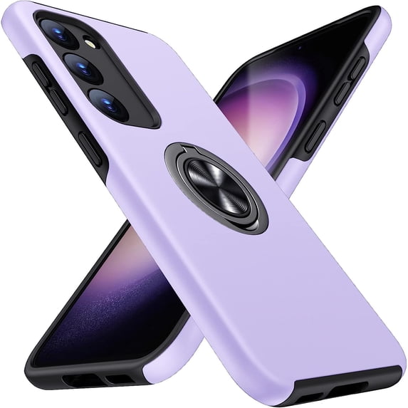 Designed for Samsung Galaxy A25 Heavy Duty Case with Built-in Kickstand, Dual Layer Protection with Rotating Holder Ring, Sturdy Case for Samsung Galaxy A25, Purple