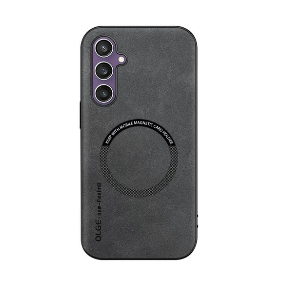 Designed for Samsung Galaxy A26 5G Magnetic Case, [Compatible with Magsafe] Military Shockproof Protective PU Leather Matte Back Anti-Scratch Phone Case for Samsung Galaxy A26 5G,Gray