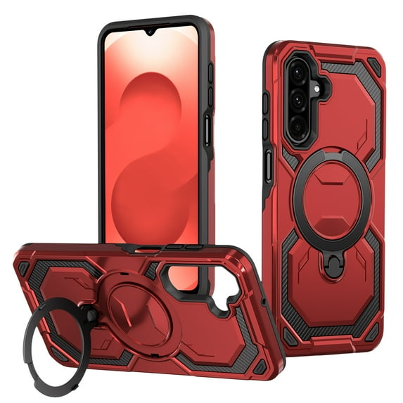 Designed for Samsung Galaxy A26 5G Magnetic Phone Case,With 360°Rotatable Ring Kickstand,Compatible with Mag-safe,Heavy Duty Shockproof Military-Grade Protection Rugged Phone Case,Red