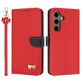 thumbnail image 1 of Designed for Samsung Galaxy A26 5G Wallet Phone Case,With Card Slots,Metal Bowknot PU Leather Flip Folio Kickstand,with Shoulder Strap&Wrist Strap,Shockproof Anti-fall Phone Case,Red, 1 of 9
