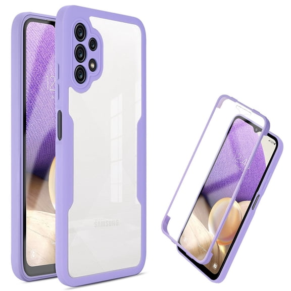 Designed for Samsung Galaxy A32 5G Case Full-Body Bumper Case Cover Built in Screen Protector Shockproof Transparent Back 360 Full Body Protective Case for Samsung Galaxy A32 5G, Purple