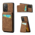 thumbnail image 1 of Designed for Samsung Galaxy A33 5G Credit Card Slots Flip Wallet Back Case, Vintage Ultra Slim Premium PU Leather Magnetic Snap Kickstand Drop Protective Phone Cover with RFID Blocking, Brown, 1 of 9