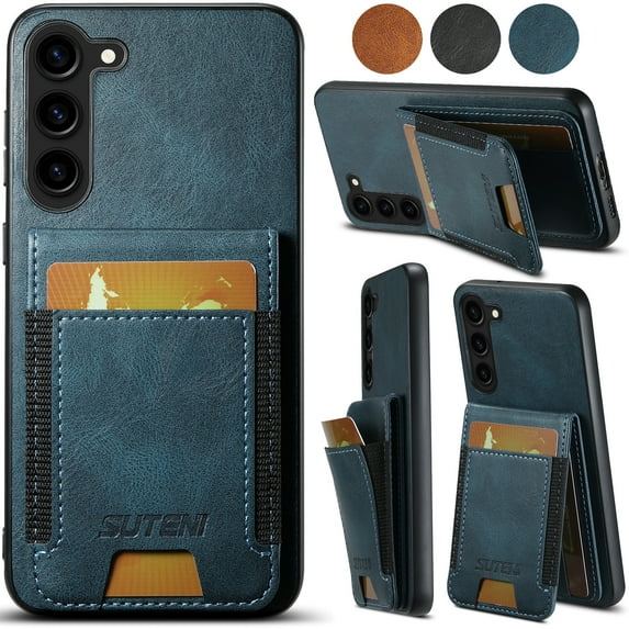 Designed for Samsung Galaxy A34 5G Case, Premium PU Leather Back + TPU Frame Magnetic Closure Card Slots Back Bag Shockproof Drop Protective Kickstand Phone Case Cover for Galaxy A34 5G, Blue