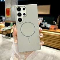 Designed for Samsung Galaxy A34 5G Phone Case,Hard PC PU Leather Material,Compatible with Mag-Safe,Lychee Pattern PU Leather Anti-Scratch Protective,Ultra Slim Shockproof Durable Phone Case,Gray