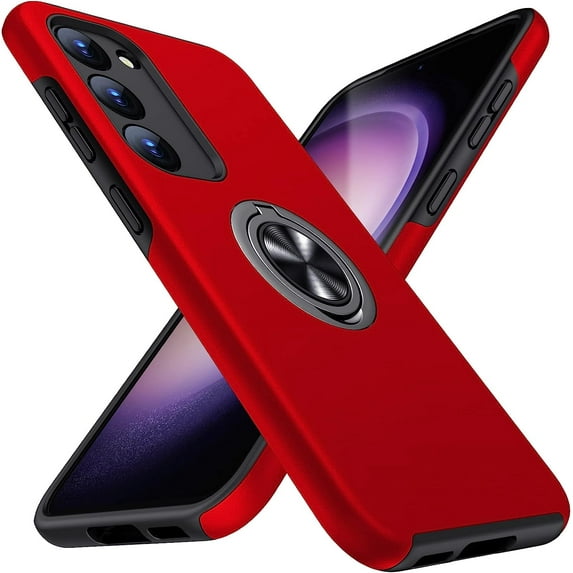 Designed for Samsung Galaxy A35 Heavy Duty Case with Built-in Kickstand, Dual Layer Protection with Rotating Holder Ring, Sturdy Case for Samsung Galaxy A35, Red