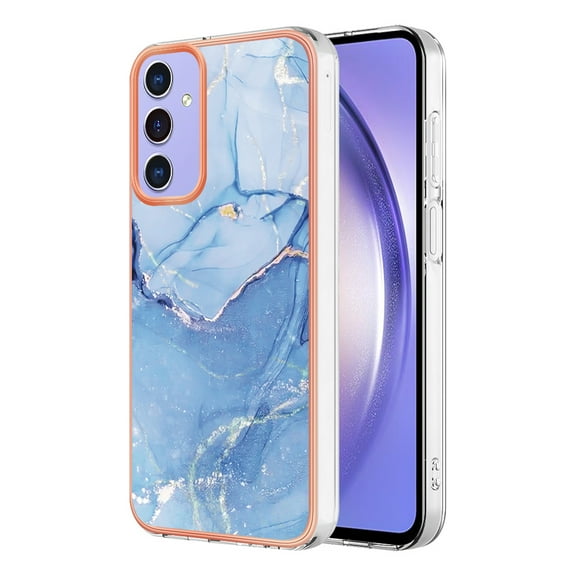 Designed for Samsung Galaxy A35 Marble Case, Ultra Thin Girls Women Plating Marble Designed Flexible Soft TPU IMD Marble Protective Case Cover for Samsung Galaxy A35 - Blue