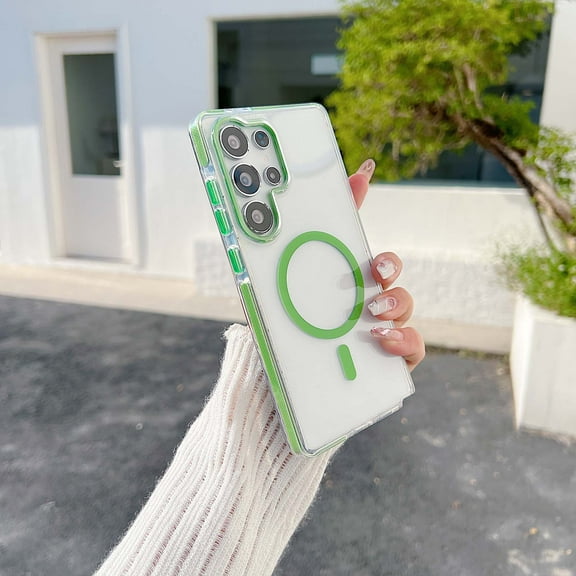 Designed for Samsung Galaxy A36 5G Magnetic Clear Phone Case,Compatible with Mag-Safe,Two-color Design,Military Grade Drop Protection,Shockproof Anti-fall Ultra Slim Transparent Phone Case,Green