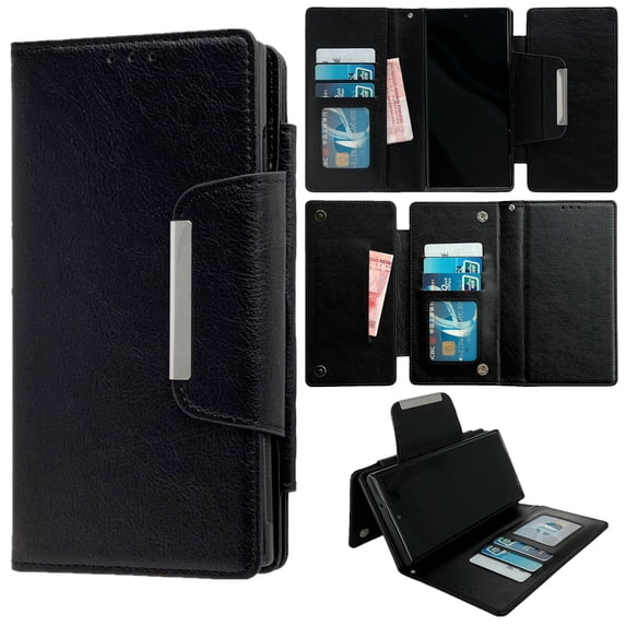 Designed for Samsung Galaxy A36 5G Wallet Phone Case,Detachable Magnetic Flip Design,With Card Slots,Flip Folding Kickstand,PU Leather Shockproof Anti-fall Rugged Phone Case Cover,Black