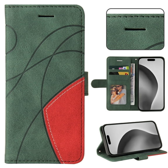 Designed for Samsung Galaxy A50 Wallet Case, [RFID Blocking] PU Leather Folio Kickstand [TPU Protective Interior Case], Magnetic Closure Card Slot with Hand Strap Shockproof Phone Cover,Green