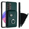thumbnail image 1 of Designed for Samsung Galaxy A53 5G Case Wallet Credit Card Holder with Rotation Finger Ring Kickstand, Hidden Pocket Anti-Scratch PU Leather Shockproof Protective Cover for Galaxy A53 5G, Green, 1 of 7