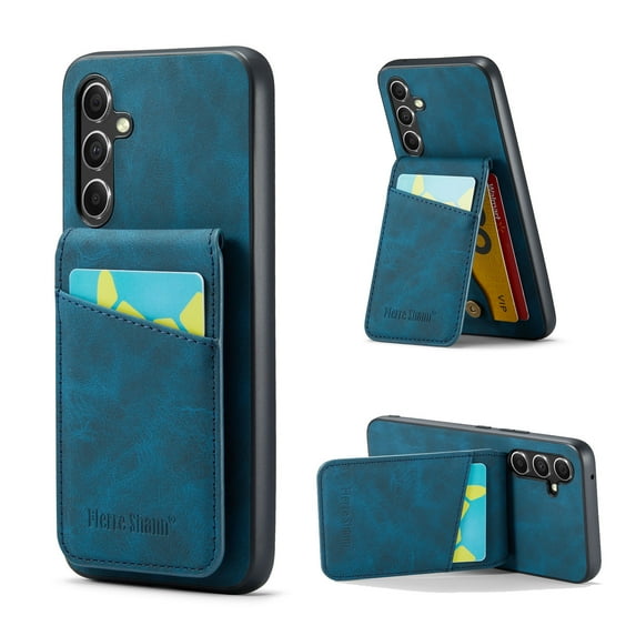 Designed for Samsung Galaxy A54 5G Credit Card Slots Flip Wallet Back Case, Vintage Ultra Slim Premium PU Leather Magnetic Snap Kickstand Drop Protective Phone Cover with RFID Blocking, Blue