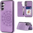 thumbnail image 1 of Designed for Samsung Galaxy A54 Case Wallet with Card Holder,Women Mandala Emboss PU Leather with Stand Credit Card Slots Magnetic Clasp Slim Flip Protective Phone Case for Galaxy A54 5G (Purple), 1 of 14