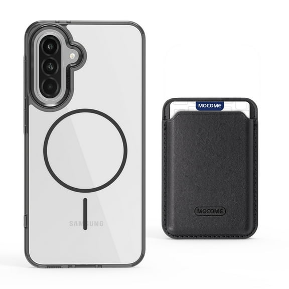 Designed For Samsung Galaxy A56 5G Magnetic Wallet Phone Case,Compatible with Mag-Safe,Magnetic detachable Card Holder,Shockproof Anti-fall Ultra Slim Transparent Thin Fit Phone Case,Black
