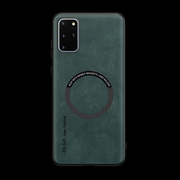 Designed for Samsung Galaxy Note 10 Plus Magnetic Case, [Compatible with Magsafe] Military Shockproof Protective PU Leather Matte Back Anti-Scratch Phone Case for Samsung Galaxy Note 10 Plus,Green