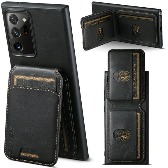 Designed for Samsung Galaxy Note 20 Ultra Case, Premium PU Leather Back + TPU Frame Magnetic Closure Card Slots Back Bag Shockproof Drop Protective Kickstand Phone Case Cover for Note 20 Ultra, Black