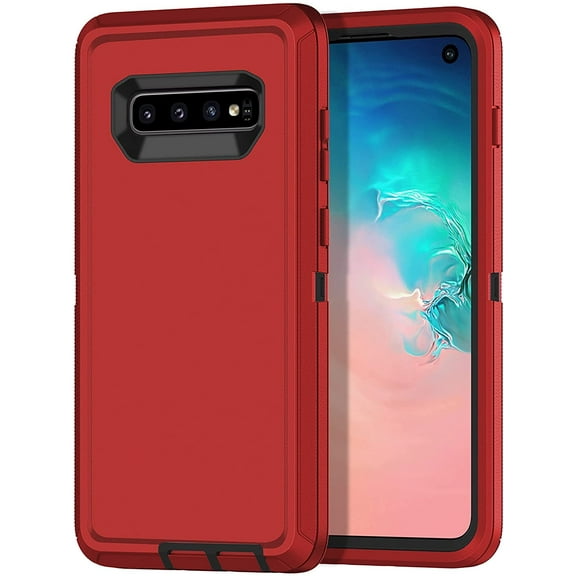 Designed for Samsung Galaxy S10 Heavy Duty Case, Triple Layer Protection Shockproof Dropproof Dustproof Anti-Scratch Phone Case Cover for Samsung Galaxy S10,Red