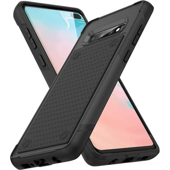 Designed for Samsung Galaxy S10 Plus Case Galaxy S10+ Case Gift Militay Grade Drop Protective Rugged Cover Shockproof Case for Galaxy S10 Plus Phone Case for women men boy girl (Black+Black)
