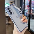 thumbnail image 1 of Designed for Samsung Galaxy S20 FE 5G Case with Wristband,Plating Edge Love Hearts Pattern Hand Strap Finger Holder Kickstand Case,Soft Shockproof Cover for Girls Women,Blue, 1 of 13
