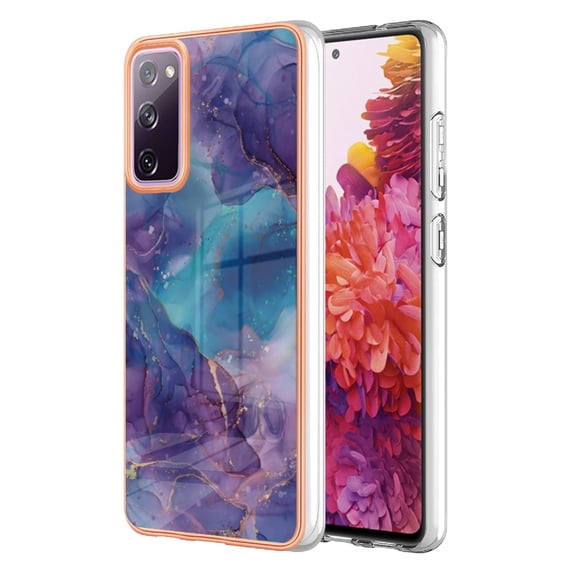 Designed for Samsung Galaxy S20 FE Marble Case, Ultra Thin Girls Women Plating Marble Designed Flexible Soft TPU IMD Marble Protective Case Cover for Samsung Galaxy S20 FE - Purple