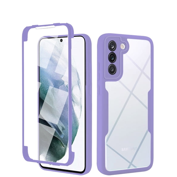 Designed for Samsung Galaxy S21 Case Full-Body Bumper Case Cover Built in Screen Protector Shockproof Transparent Back 360 Full Body Protective Case for Samsung Galaxy S21, Purple