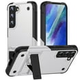 thumbnail image 1 of Designed for Samsung Galaxy S21 FE Armor Case, [Kickstand Function] [Hard PC + Soft TPU Reinforced Drop Protection] Shockproof Anti-drop Hybrid Phone Case for Samsung Galaxy S21 FE - White, 1 of 7