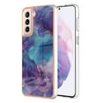 thumbnail image 1 of Designed for Samsung Galaxy S21 Marble Case, Ultra Thin Girls Women Plating Marble Designed Flexible Soft TPU IMD Marble Protective Case Cover for Samsung Galaxy S21 - Purple, 1 of 6