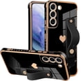 thumbnail image 1 of Designed for Samsung Galaxy S21 Plus 5G Case Black Love Hearts Design for Women Girl Men, Luxury Plating with Strap Stand Full Camera Lens Protection Bumper for Galaxy S21 Plus 5G, 1 of 6