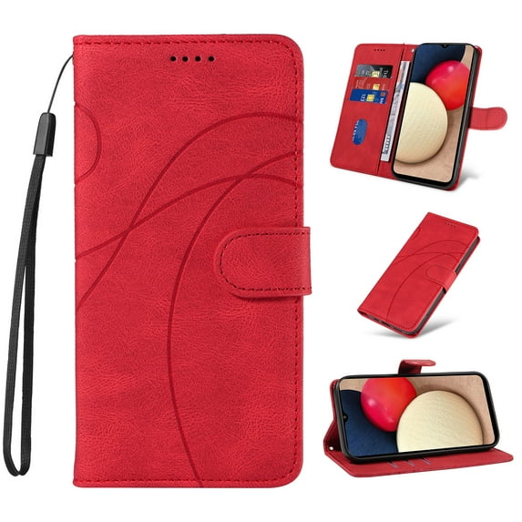 Designed for Samsung Galaxy S21 Plus Case Wallet for Women, Flip Folio Cover with PU Leather Kickstand Credit Card Holder Slots Magnetic Wrist Strap Protective Phone Case for S21 Plus, Red