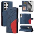 thumbnail image 1 of Designed for Samsung Galaxy S21 Ultra Wallet Case, [RFID Blocking] PU Leather Folio Kickstand [TPU Protective Interior Case], Magnetic Closure Card Slot with Hand Strap Shockproof Phone Cover,Blue, 1 of 8