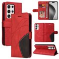 thumbnail image 1 of Designed for Samsung Galaxy S21 Ultra Wallet Case, [RFID Blocking] PU Leather Folio Kickstand [TPU Protective Interior Case], Magnetic Closure Card Slot with Hand Strap Shockproof Phone Cover,Red, 1 of 8
