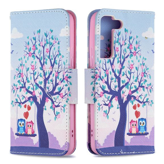 Designed for Samsung Galaxy S22 Plus 5G, Allytech Wallet PU Leather Card Slots Kickstand Flip Case Impact Resistant Protective Magnetic Closure Case for Galaxy S22 Plus 6.7", Love Tree