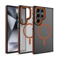 thumbnail image 1 of Designed for Samsung Galaxy S22 Ultra Clear Back Case, Colorful Frame Magsafe Compatible Anti-Slip Grip Drop Protection Wireless Charging Transparent Anti-Fingerprint Case for Galaxy S22 Ultra, Orange, 1 of 6