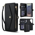thumbnail image 1 of Designed for Samsung Galaxy S22 Ultra Multi-Function Wallet Phone Case,With Shoulder Strap&Wrist Strap,Cash Pocket&Card Slots,Zipper Purse,Magnetic Detachable PU Leather Flip Phone Case,Black, 1 of 9