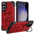 thumbnail image 1 of Designed for Samsung Galaxy S23 Armor Case with Camera Cover Stand, Shockproof Protection, Support Magnetic Wireless Charger Rugged Cover for Galaxy S23, Support Car Magnetic Holder - Red, 1 of 7