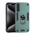 thumbnail image 1 of Designed for Samsung Galaxy S23 FE Case, Military Grade Protective Phone Case Rugged Hard PC + Soft TPU Cover with Enhanced Metal Ring Kickstand [Support Magnet Mount], Darkgreen, 1 of 7