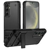 Designed for Samsung Galaxy S23 FE /Fan Edition 5G Hybrid Stand Military Grade Anti Drop Protection Built-in Kickstand Hard PC TPU Rubber Phone Case Cover [Black]