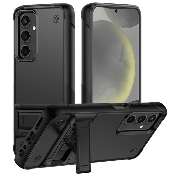 Designed for Samsung Galaxy S23 FE /Fan Edition 5G Hybrid Stand Military Grade Anti Drop Protection Built-in Kickstand Hard PC TPU Rubber Phone Case Cover [Black]