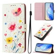 thumbnail image 1 of Designed for Samsung Galaxy S23 FE Premium PU Leather Pattern Flip Wallet Case Cover, Card Slots & Kickstand Wrist Strap Magnetic Closure Protective Phone Case for S23 FE, Yellow/Red Flower, 1 of 9