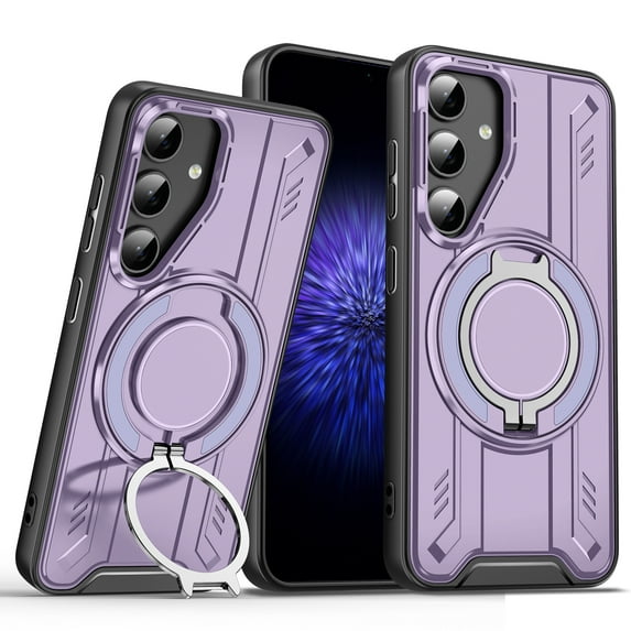 Designed for Samsung Galaxy S23 Magnetic Case, Compatible with Magsafe, 10ft Drop Test Hard Rugged, 360 Rotating Ring Kickstand Heavy Duty Shockproof Protection Phone Case,Purple