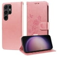 thumbnail image 1 of Designed for Samsung Galaxy S23 Ultra Case Wallet,Women Flip Folio Cover with Butterfly & Flower Embossed PU Leather Stand Credit Card Holders Slots Wrist Strap Shockproof Phone Case,Pink, 1 of 9