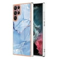 thumbnail image 1 of Designed for Samsung Galaxy S23 Ultra Marble Case, Ultra Thin Girls Women Plating Marble Designed Flexible Soft TPU IMD Marble Protective Case Cover for Samsung Galaxy S23 Ultra - Blue, 1 of 8