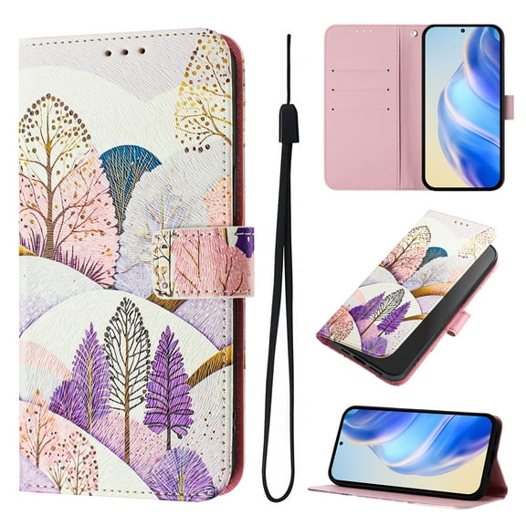 Designed for Samsung Galaxy S23 Ultra Premium PU Leather Pattern Flip Wallet Case Cover, Card Slots & Kickstand Wrist Strap Magnetic Closure Protective Phone Case for S23 Ultra, Landscape