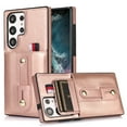 thumbnail image 1 of Designed for Samsung Galaxy S23 Ultra Wallet Case with Adjustable Wrist Strap Kickstand PU Leather Credit Card Holder Heavy Duty Shockproof Hybrid Rugged Protective Cover for Women Men 6.8",Rosegold, 1 of 7