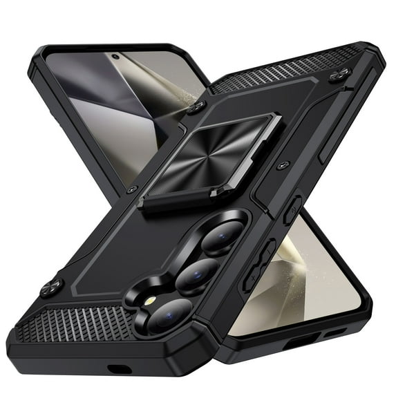 Designed for Samsung Galaxy S24 Back Case, 360 & 180 Degree Rotatable Kickstand Armor Design Ultra Shockproof Drop Protective Heavy Duty Luxury Anti-falling for Samsung S24, Black