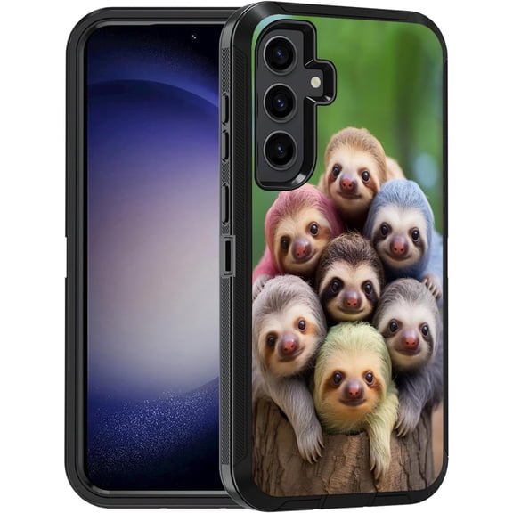 Designed for Samsung Galaxy S24 Case, Military Grade Heavy Duty 3-Layer Shockproof Full-Body Protective Cover for Samsung Galaxy S24 5G (6.2", 2024), Cute Sloths